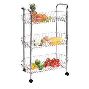 Chariot de cuisine avec base et plateau en acier inoxydable par IH Casa Decor, 10-in x 18-in