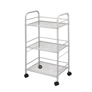 Chariot de cuisine avec base de métal et plateau en fer galvanisé par IH Casa Decor, 12-in x 17.7-in, chrome