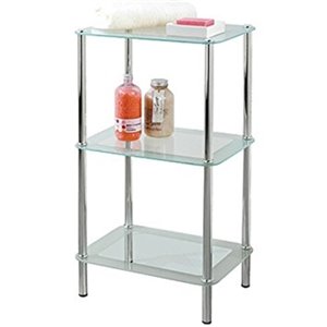 Étagère de salle de bain en métal autoportante avec 3 tablettes par IH Casa Decor, argent