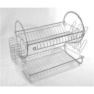 IH Casa Decor 10-in W x 22-in L x 15.5-in H Silver Metal Dish Rack