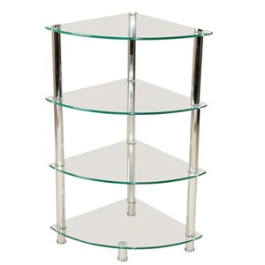 Étagère de coin autoportante en métal avec 4 tablettes par IH Casa Decor, argent