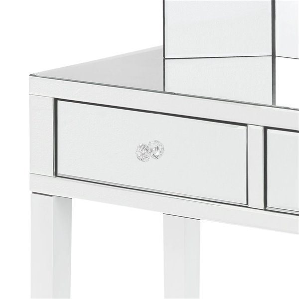 Inspired Home Primrose Mirrored 2-Drawer Jewelry Furniture - White