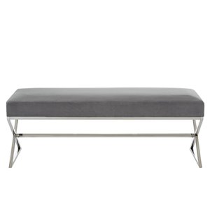 Inspired Home Elora Faux Fur Bench - Grey