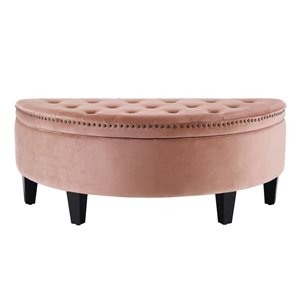 Inspired Home Tabitha Tufted Velvet Storage Ottoman - Blush