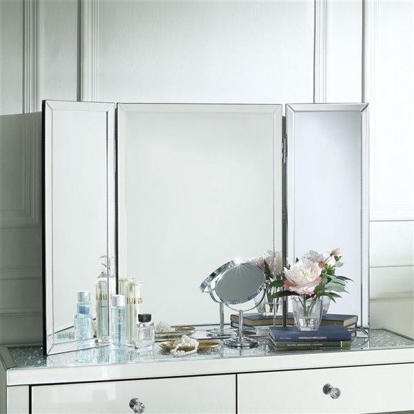 Inspired Home Tabletop Vanity Trifold, Tri Fold Mirror For Vanity