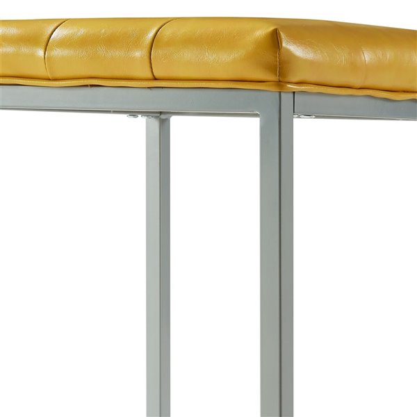 Inspired Home Lucas Tufted Leather Ottoman - Yellow