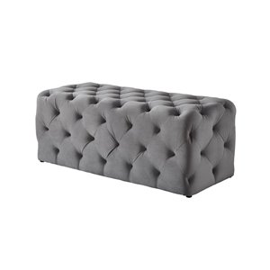 Inspired Home Tufted Allover Linen Bench - Grey