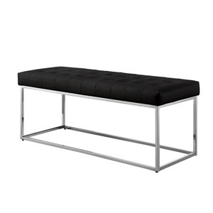 Inspired Home Nicole Miller Koa Leather Bench - Black/Chrome