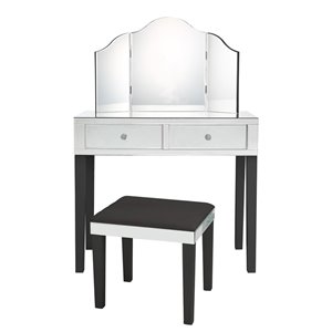 Inspired Home Primrose Trifold Mirror Jewelry Furniture - Black