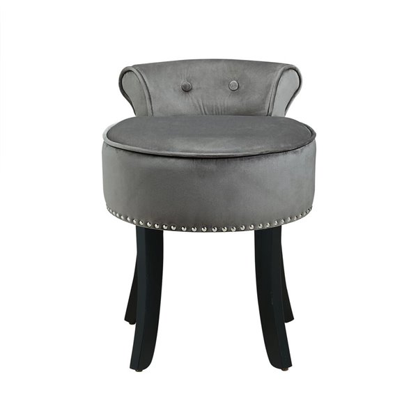 Inspired Home Taylor Velvet Vanity Stool - Light Grey