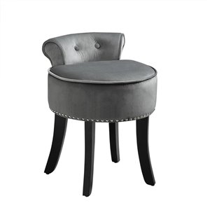 Inspired Home Taylor Velvet Vanity Stool - Light Grey