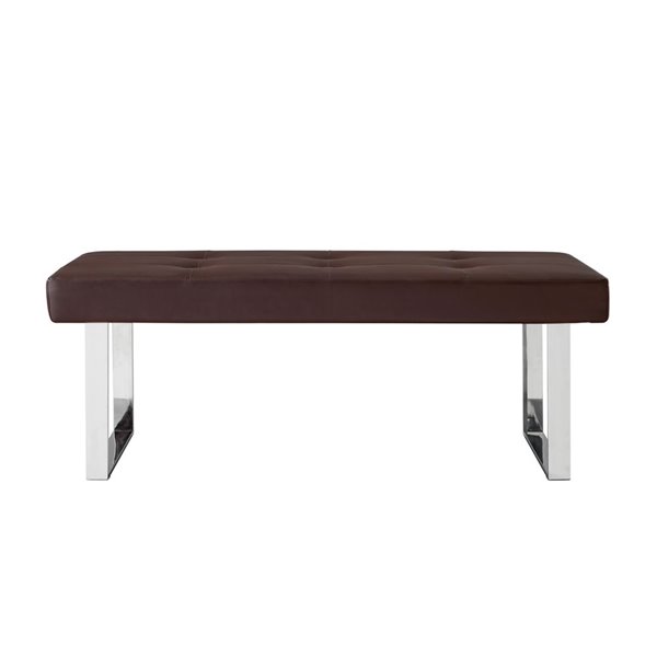 Inspired Home Alonso Button Tufted Leather Bench - Brown
