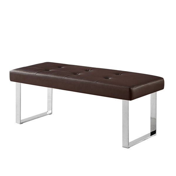 Inspired Home Alonso Button Tufted Leather Bench - Brown