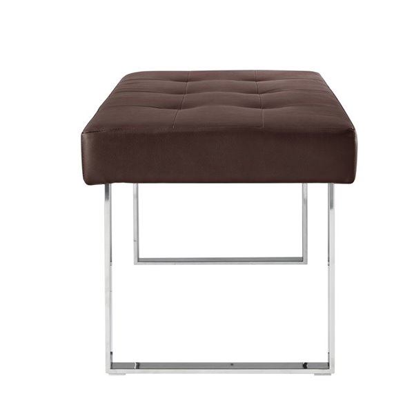 Inspired Home Alonso Button Tufted Leather Bench - Brown