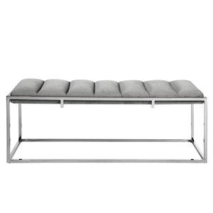 Inspired Home Nicole Miller Judson Velvet Bench - Grey/Chrome