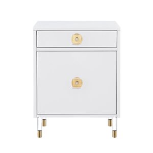 Inspired Home Nicole Miller Margussi Sidetable with Drawer and Storage - White