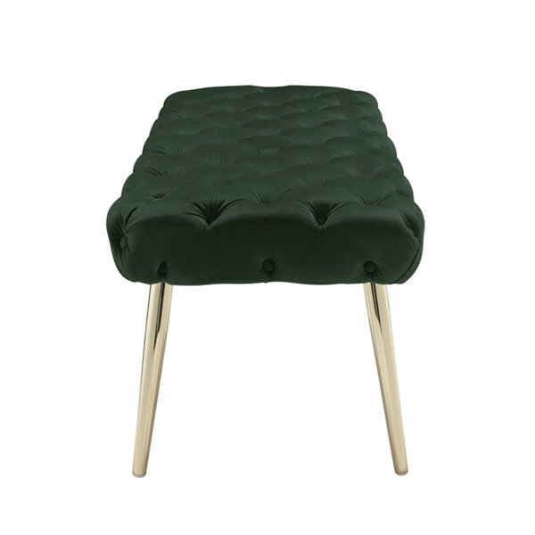 Inspired Home Nicole Miller Shannyn Velvet Bench - Green/Gold