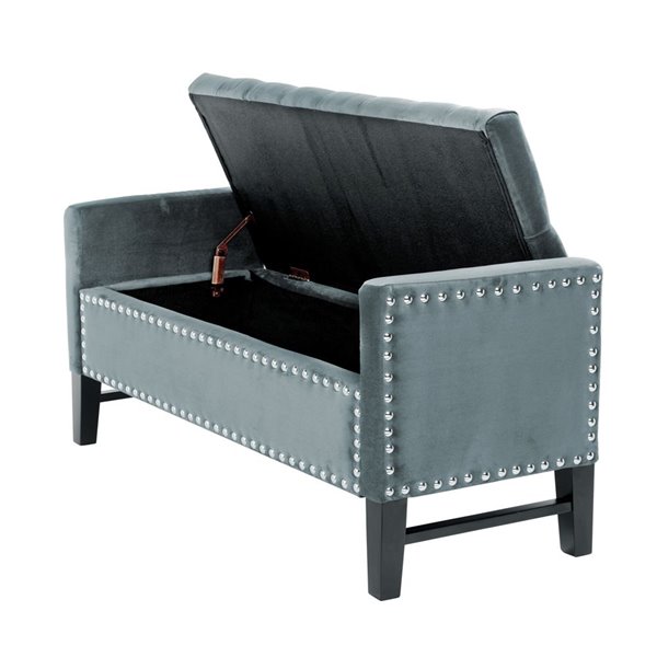 Inspired Home Emmaline Storage Linen Bench - Blue