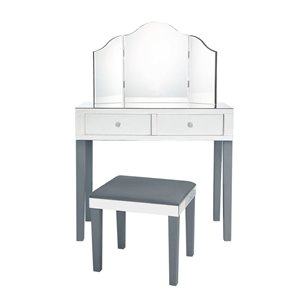 Inspired Home Primrose Jewelry Furniture Trifold Mirror - Grey