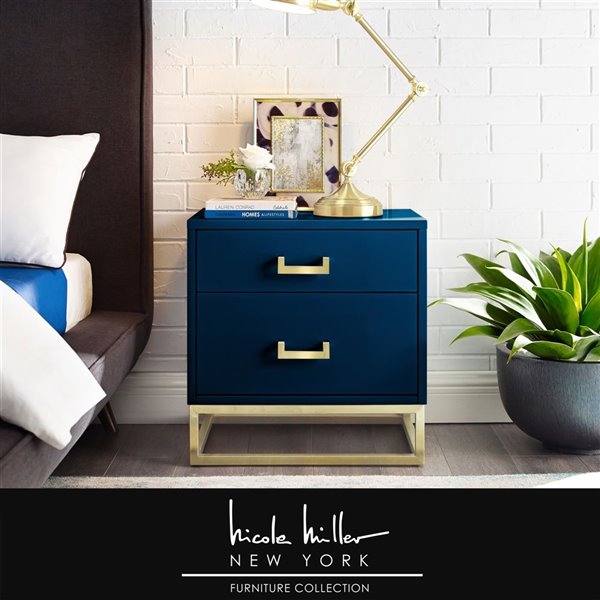 navy side table with drawers