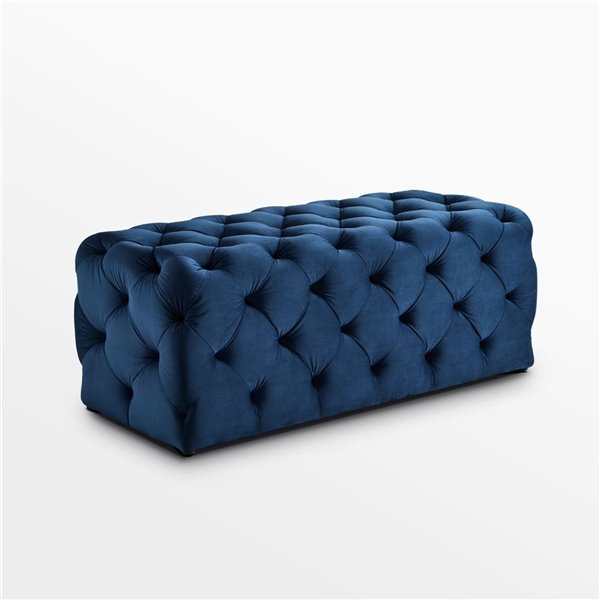 Inspired Home Tufted Allover Linen Bench - Navy