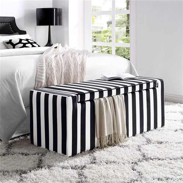 Inspired Home Alejandro Shoe Storage Velvet Bench - Black/White