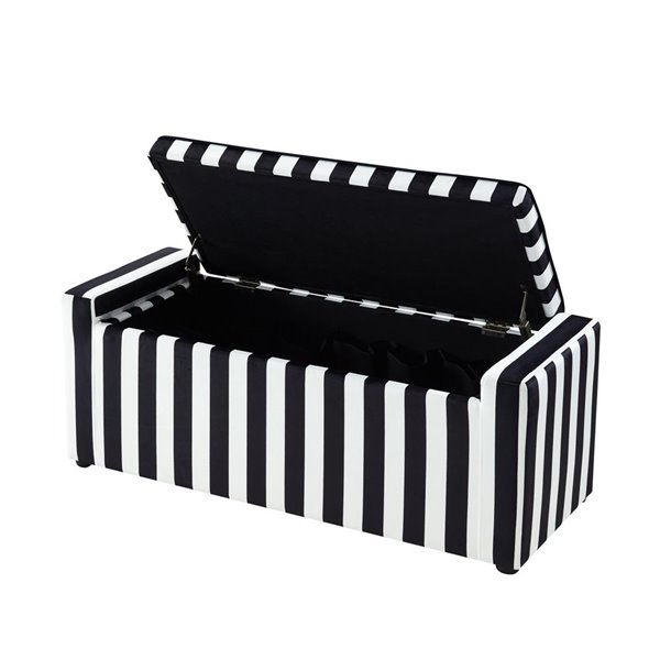 Inspired Home Alejandro Shoe Storage Velvet Bench - Black/White