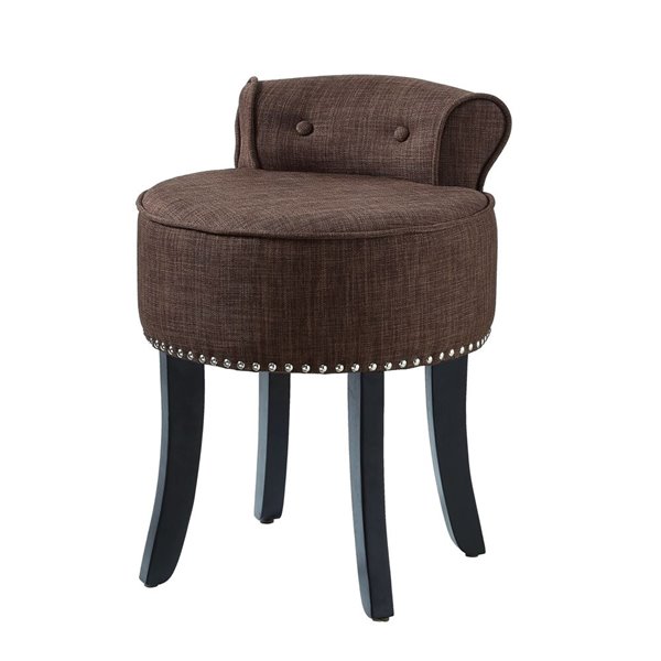 Inspired Home Taylor Linen Vanity Stool - Brown