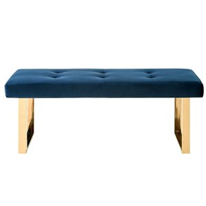 Inspired Home Alonso  Velvet Bench - Navy