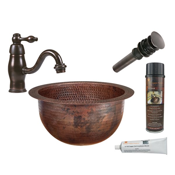Premier Copper S Oil Rubbed, Copper Undermount Bathroom Sink With Overflow