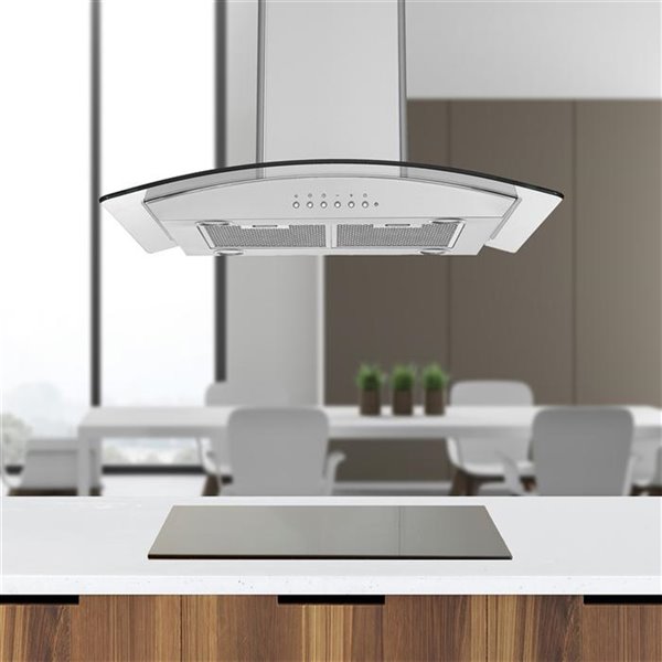 Ancona 30-in Convertible Stainless Steel Island Range hood - 450 CFM