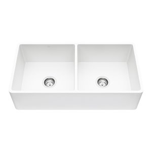 Évier de cuisine tout-en-un de style campagnard ou à tablier Matte Stone de Vigo, 41 po x 24 po, blanc mat