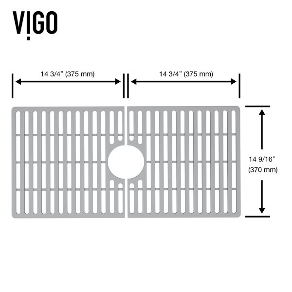 VIGO&nbsp;15-in D x&nbsp;30-in W silicone VIGO Bottom Grid for Single Bowl Kitchen Sink - Grey