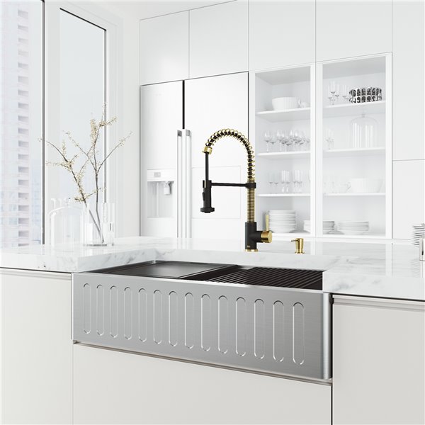 VIGO Sink 36" Stainless Steel & Faucet in Matte Brushed Gold