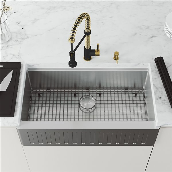 VIGO Sink 36" Stainless Steel & Faucet in Matte Brushed Gold