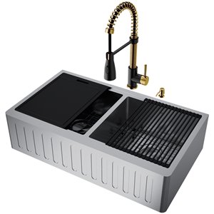 VIGO Sink 36" Stainless Steel & Faucet in Matte Brushed Gold