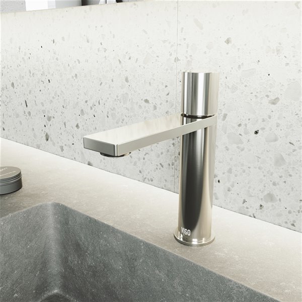 VIGO Halsey 1-Handle Single Hole WaterSense Labeled Bathroom Sink Faucet, Brushed Nickel