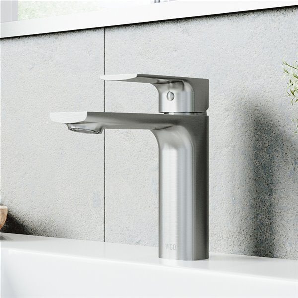 VIGO Davidson 1-Handle Single Hole WaterSense Labeled Bathroom Sink Faucet, Brushed Nickel