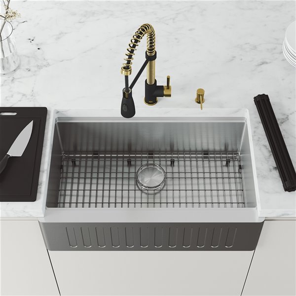 VIGO Sink 33" Stainless Steel & Faucet in Matte Brushed Gold