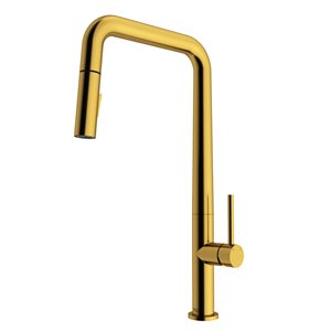 VIGO Parsons 1-handle Deck Mount Pull-Down Handle/Lever Commercial/Residential Kitchen Faucet, Matte Brushed Gold