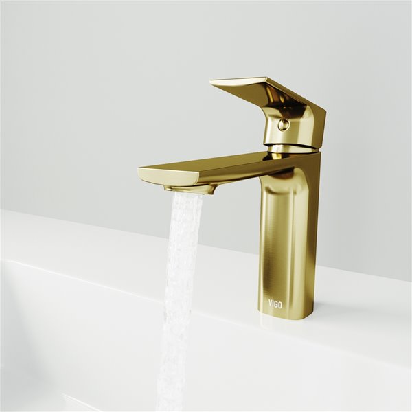 VIGO Davidson 1-Handle Single Hole WaterSense Labeled Bathroom Sink Faucet, Matte Gold