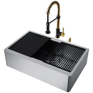 VIGO Sink 33" Stainless Steel & Faucet in Matte Brushed Gold