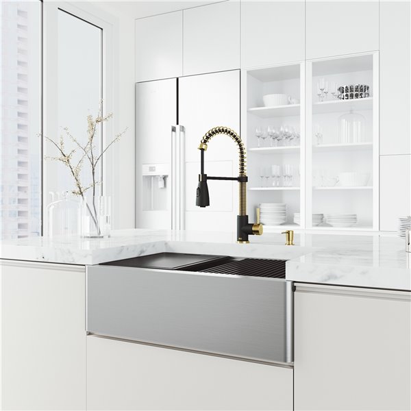 VIGO Sink 30" Stainless Steel & Faucet in Matte Brushed Gold