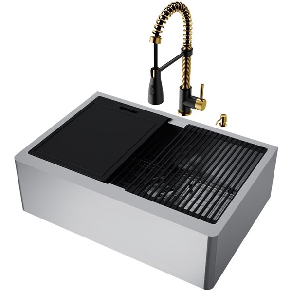 VIGO Sink 30" Stainless Steel & Faucet in Matte Brushed Gold