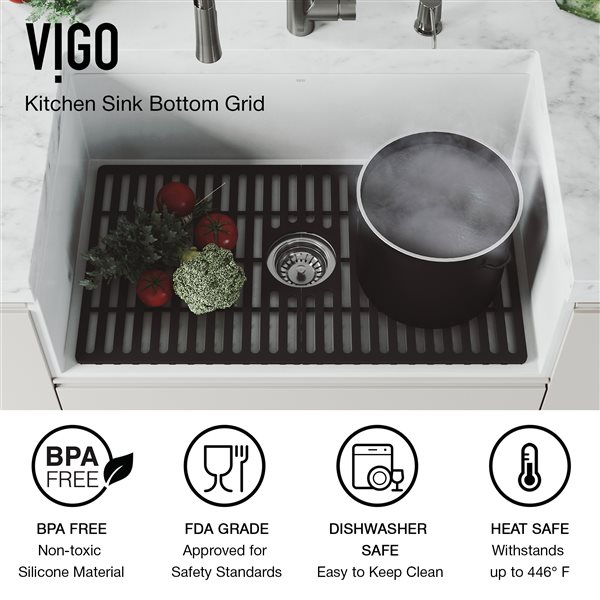 VIGO&nbsp;15-in D x&nbsp;33-in W silicone VIGO Bottom Grid for Single Bowl Kitchen Sink - Matte Black