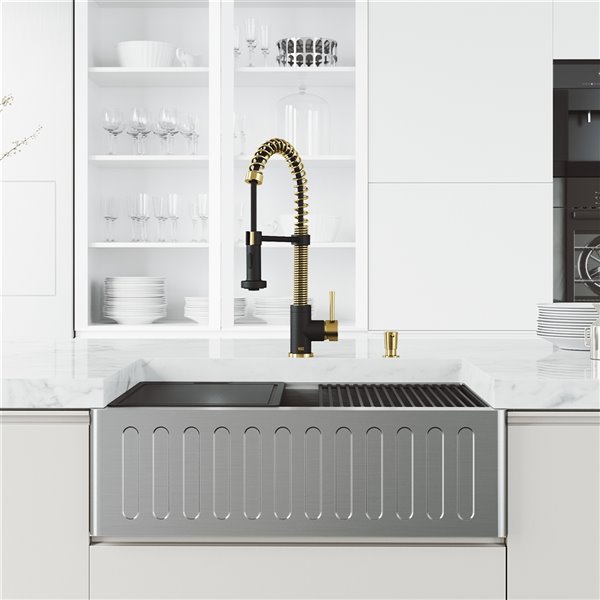 VIGO Sink 30" Stainless Steel & Faucet in Matte Brushed Gold