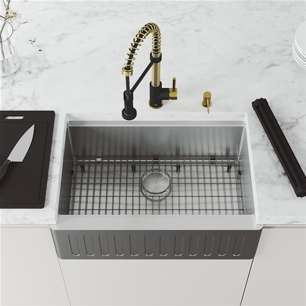 VIGO Sink 30" Stainless Steel & Faucet in Matte Brushed Gold