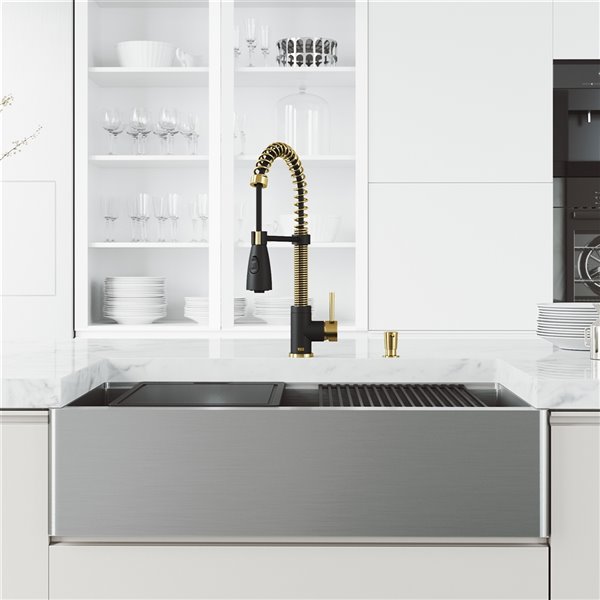 VIGO Sink 36" Stainless Steel & Faucet in Matte Brushed Gold