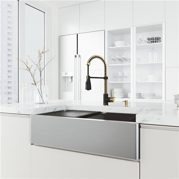 VIGO Sink 36" Stainless Steel & Faucet in Matte Brushed Gold