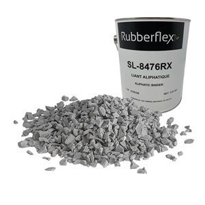 Rubberflex Light Grey Poured Rubber Granules Kit with Aliphatic Binder covering 40-sq. ft